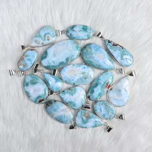 สร้อยคออัญมณีลาริมาร์ที่มีคุณภาพสวยงามเครื่องประดับจี้แบบเรียบจี้ลวดห่อเครื่องประดับสำหรับขายปลีก - Product Image 3