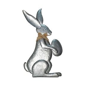 Estatua de conejo de metal fundido en plata personalizable al por mayor escultura decorativa de Navidad acabado de aluminio disponible en varios tamaños - Product Image 1