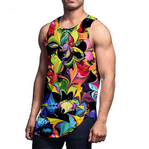 Wholesale Custom Printed Men's Plus Size Tank <b>Tops</b> Sublimation <b>Racer</b> Back Vest Knitted Workout Sleeveless Shirts for Running - Product Image 6