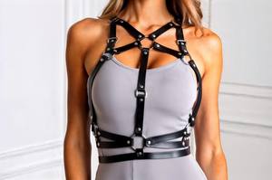 Cinturón de cuero negro con cintura elegante para la Semana de la moda de alta costura y ropa de escenario, arneses de pecho para mujer, Top Formal de 2017 - Product Image 3