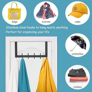 Heavy Duty Black Metal Door <b>Hook</b> Coat Robe Hats Clothes <b>Towels</b> Hanging Bathroom Organiser Rack Iron Door Hanger Holder - Product Image 6