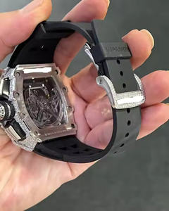 <b>Automatic</b> Flyback <b>Chronograph</b> Luxury Watch with Iced Moissanite Diamond Black Rubber Strap 41mm Analog Dial Fashionable Charm - Product Image 4