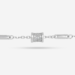 92.5 <b>Silver</b> Tennis <b>Bracelet</b> with Emerald Cut Diamond and Key Pattern Rhodium Plated Gold <b>Charm</b> Ethnic Style for Gift - Product Image 4