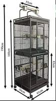 Cage à oiseaux 2 en 1 pour volière double perroquets en bois, toit en acier, échelle, roues de petite taille, perruches calopsittes africaines.