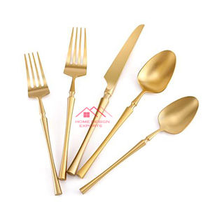 Tenedores Cucharas Vajilla Juego de cubiertos de acero Juego de cubiertos de oro de acero inoxidable Venta caliente Juego de cubiertos de cobre - Product Image 2