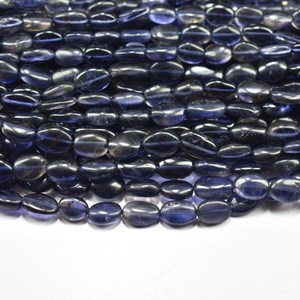 Apatite bleue naturelle lisse forme ovale perles de pierres précieuses en vrac 6-8mm pierre d'iolite perles polies pour la fabrication de bijoux au prix de gros - Product Image 4