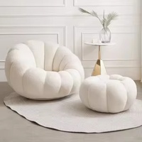 Chaise à dossier en bois Sherpa pour une place Fauteuil de salon Tatami paresseux sur le thème de la citrouille Canapé de balcon
