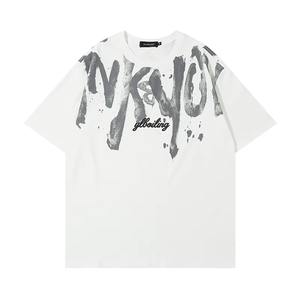 Fabricantes de ropa Impresión personalizada Alfabeto 100% Algodón 300 Gramos Manga corta Casual Suelta Estilo Hip-hop Camiseta masculina - Product Image 4