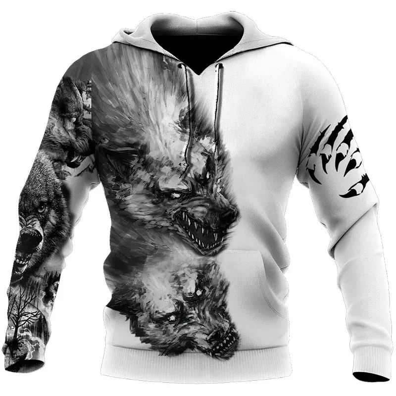 Vintage 3d Hoodie Streetwear Oversized Hoodie Print Wolf Hoodie Casual Men's tracksuits