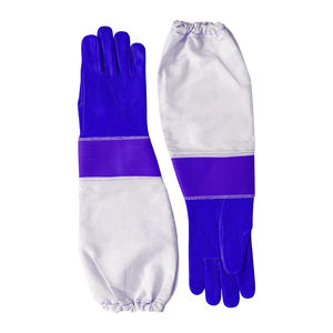 Haute qualité cuir Grain de chèvre longue fermeture élastique toile manchette gants d'apiculture pour apiculteurs gants étanches anti-piqûre - Product Image 1