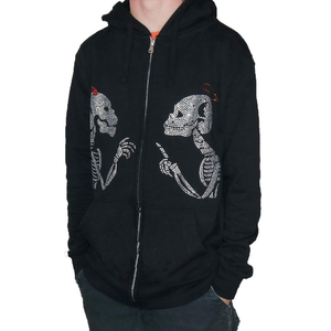 Haute qualité nouveau Style 100% coton pleine fermeture éclair pierres personnalisées sweats à capuche respirant strass à capuche Offre Spéciale plaine teint Technique - Product Image 3