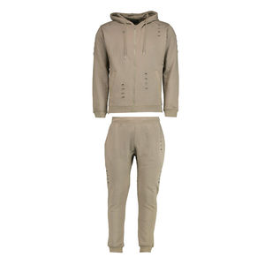 Conjunto Deportivo Personalizado de Moda para Hombre, Sudadera con Capucha y Cremallera, Estilo Holgado, Desgastado, Color Sólido, 100% Algodón, Felpa, Informal - Product Image 1