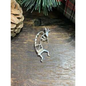 Broche Kokopelli en argent sterling fabriquée par des artisans Navajo, plaquée or, bijoux de mariage, de fiançailles ou de cadeau avec zircon et strass - Product Image 1