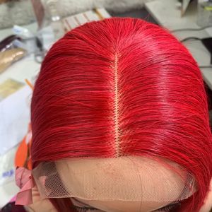 วิกผมตรงแบบไม่ผ่านกระบวนการผมมนุษย์แท้สีแดงมัดผมตรงแบบสุดๆ - Product Image 6