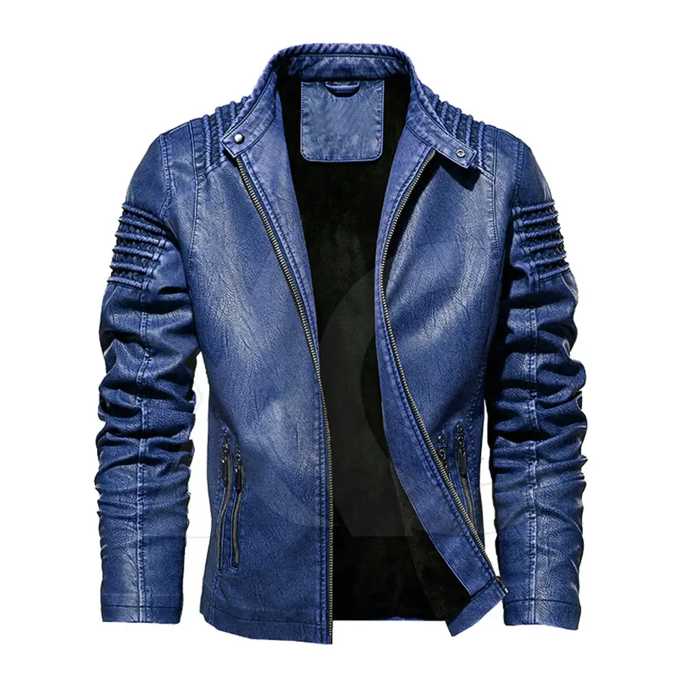 Wholesale 100% Leather Jacket For Men In Blue Color Export From Pakistan New And Trendy Design Lather Jacket For Men's