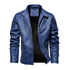 Chaqueta de cuero 100% para hombre, chaqueta de cuero de diseño a la moda, Color azul, de exportación desde Pakistán, venta al por mayor