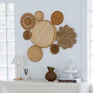 Ensemble de 8 étagères de présentation chic tissées circulaires florales pour panier mural - Product Image 6