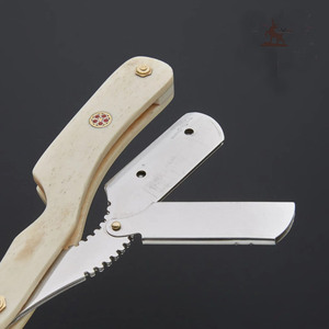Maquinilla de afeitar recta de acero J2 hecha a mano para hombres, afeitado de peluquero personalizado, regalo, mango de hueso blanco, cuchillo OEM de Garganta Cortada en madera - Product Image 2