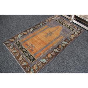 Tapis Herki vintage 3,5 x 6,1 pieds, tapis turc en laine à motifs géométriques orange - Product Image 2
