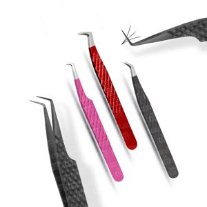 Titanio negro 90 grados 7mm agarre de diamante pinzas de extensión de pestañas de acero inoxidable herramienta de alta belleza con etiqueta privada - Product Image 1