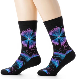 Calcetines de punto con estampado luminoso para mujer, mezcla de algodón, suave, elástico, transpirable, cómodo, informal, uso diario, calcetines brillantes para dormir - Product Image 4