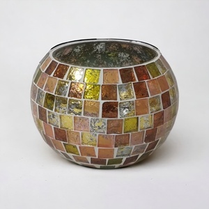 Artisanat en verre coloré cylindrique rond fantaisie décor à la maison de haute qualité vide mosaïque bougie bocaux en verre bocaux pour mariage - Product Image 2