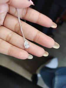 Pendentif en or blanc avec diamant taillé en poire 3.11 TDW par Labstone/Charmant pendentif en diamant/couleur EF-VS - Product Image 5