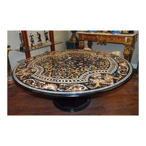 Mesa de mármol con incrustaciones de forma redonda, decoración hecha a mano de la mejor calidad, para el hogar y uso de otros artículos - Product Image 1