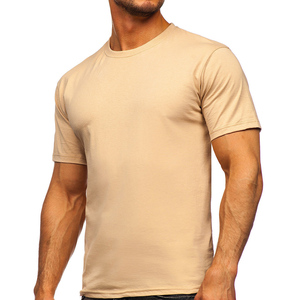 T-shirt en coton gris pour homme, coupe ajustée, manches courtes, col rond, couleur unie, tricoté en jersey, respirant, longueur standard, décontracté - Product Image 4