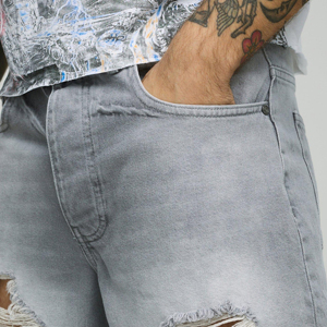 2025 Short baggy en jean pour hommes avec logo personnalisé Shorts de grande taille décontractés de haute qualité à taille moyenne - Product Image 5