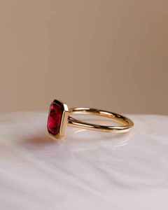 14K Solid Yellow Gold Bezel Set <b>Ruby</b> <b>Ring</b> Natural Gemstone Anniversary Gift Promise <b>Ring</b> <b>For</b> <b>Women</b> & Girls - Product Image 5