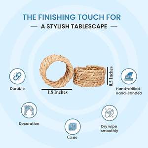 Servilleteros de ratán de estilo costero de 1,5 \ "hechos a mano, decoración de mesa de comedor para bodas y fiestas almacenadas - Product Image 3