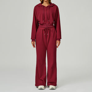 Autumn Winter New Women's Hooded Casual Loose Sweatshirt Hoodies Zip-Up Sports Set for Outdoor Running and Sports - Product Image 4