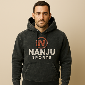 Nouveau style de sweat-shirts à fermeture éclair, poids lourd 400 GSM, manches longues, broderie personnalisée, coupe ample, lavé, uni, pour homme, automne - Product Image 3