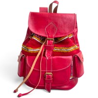 Sac à dos de voyage vintage en similicuir brodé avec logo personnalisé, style bohème chic, rayé, pour femme, avec fermeture à cadenas