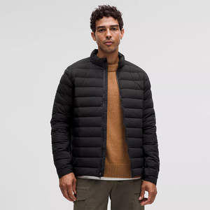 2025 veste à bulles de couleur noire unie avec logo personnalisé pour hommes 100% veste à bulles en tissu polyester à motif solide rembourré pour hommes - Product Image 1