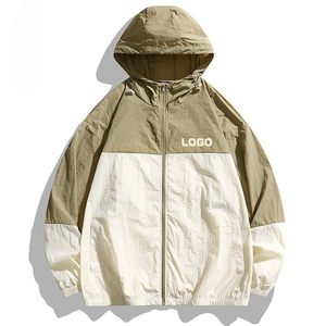 High Quality Canvas <b>Lightweight</b> Full Zip Stand Collar Spring Waterproof Windbreaker <b>Jacket</b> for <b>Men</b> Women - Product Image 1