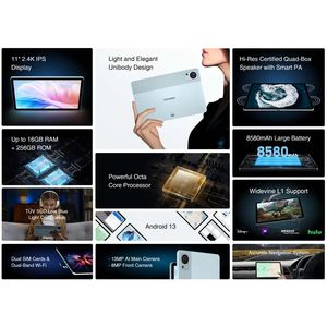 Estreno mundial DOOGEE T30S Tablet 11 "2,4 K TUV Certificado 16GB(6 + 10) 256GB T606 Octa Core 13MP Cámara principal Altavoces cuádruples 8580mAh - Product Image 4