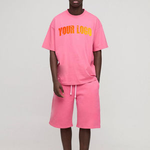 Ensemble décontracté 2 pièces pour homme, été, respirant, 100 % coton, coupe ample, t-shirts et shorts - Product Image 1