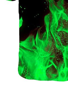 Camiseta Personalizada para Hombre con Estampado Gráfico de Llamas Negras y Verdes, Estilo Urbano, Algodón, Manga Corta, Casual, Holgada, Efecto Fuego, Moda - Product Image 5