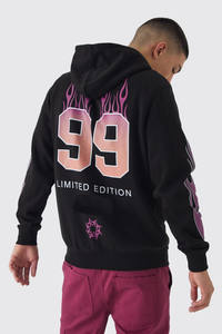 Sweat-shirts à capuche surdimensionnés à fermeture éclair personnalisés avec un motif de flamme 2025, pour hommes, élégants, respirants, personnalisés avec un numéro d'équipe, 100% coton - Product Image 3