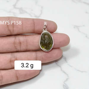 Piedra Preciosa Natural de Moldavita en Bruto, Colgantes de Plata de Ley 925, Pulido Brillante, Joyería Fina de Plata al por Mayor - Product Image 1