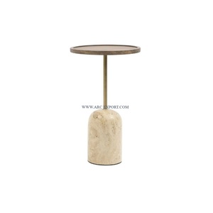 Table d'appoint d'intérieur de grande taille en métal de grande qualité avec dessus en bois Table de meubles de maison et de salon d'Inde - Product Image 1