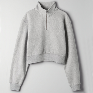 Meilleur pull à manches longues pour femme vierge demi-fermeture éclair coton rue pull pour filles automne col montant sweat-shirt - Product Image 1