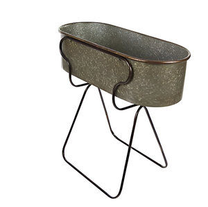 Support en fer de vente chaude supports de jardinière en fer forgé jardinière longue ovale galvanisée avec jardinière faite à la main marron à bas prix - Product Image 3