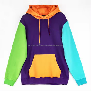 ผู้ผลิตเสื้อฮู้ดดี้สตรีทแวร์แบบกำหนดเอง สีบล็อก พิมพ์ลายสกรีนบนผ้าฟลีซ เสื้อฮู้ดดี้แบบสวมหัวสีบล็อก - Product Image 1