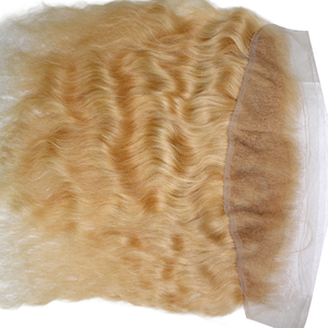 Peluca Frontal de encaje transparente HD atada a mano de alta calidad 13x6 100% cabello humano sin pegamento 613 estilo Rubio ondulado recto - Product Image 5