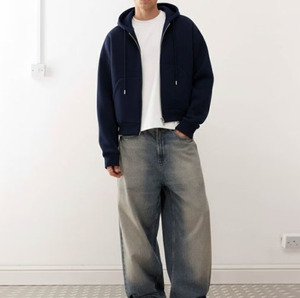 Sweat-shirt à capuche en coton pour homme avec fermeture éclair personnalisée, impression et broderie personnalisées, teinture unie, vêtement décontracté respirant - Product Image 2