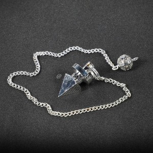 Meilleure qualité petit métal argenté laiton pendule guérison Agate pierre précieuse pour Feng Shui Divination radiesthésie pyramide pour la Divination - Product Image 1