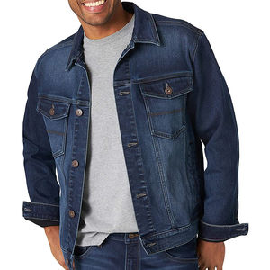 Chaqueta vaquera con cierre de cremallera para hombre, chaqueta vaquera transpirable de alta calidad, informal, ajustada, de talla grande XL, servicio OEM al por mayor, chaquetas para hombre - Product Image 1